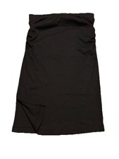 Michael Stars Black Strapless Side Ruched Ribbed Bodycon Midi Dress Size XL