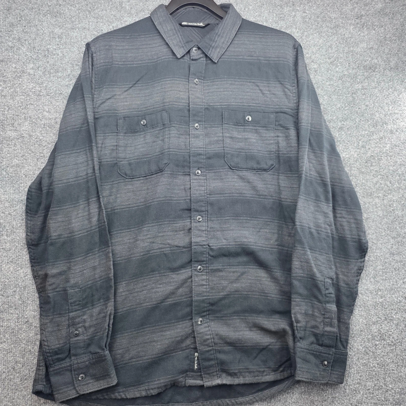 TravisMathew Mens XL Grey Striped Long Sleeve Button Down Shirt RN 123280