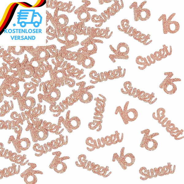100 StüCk RoséGold 16 Geburtstag Deko Konfetti, Streudeko Sweet 16 Deko MäDchen,-image