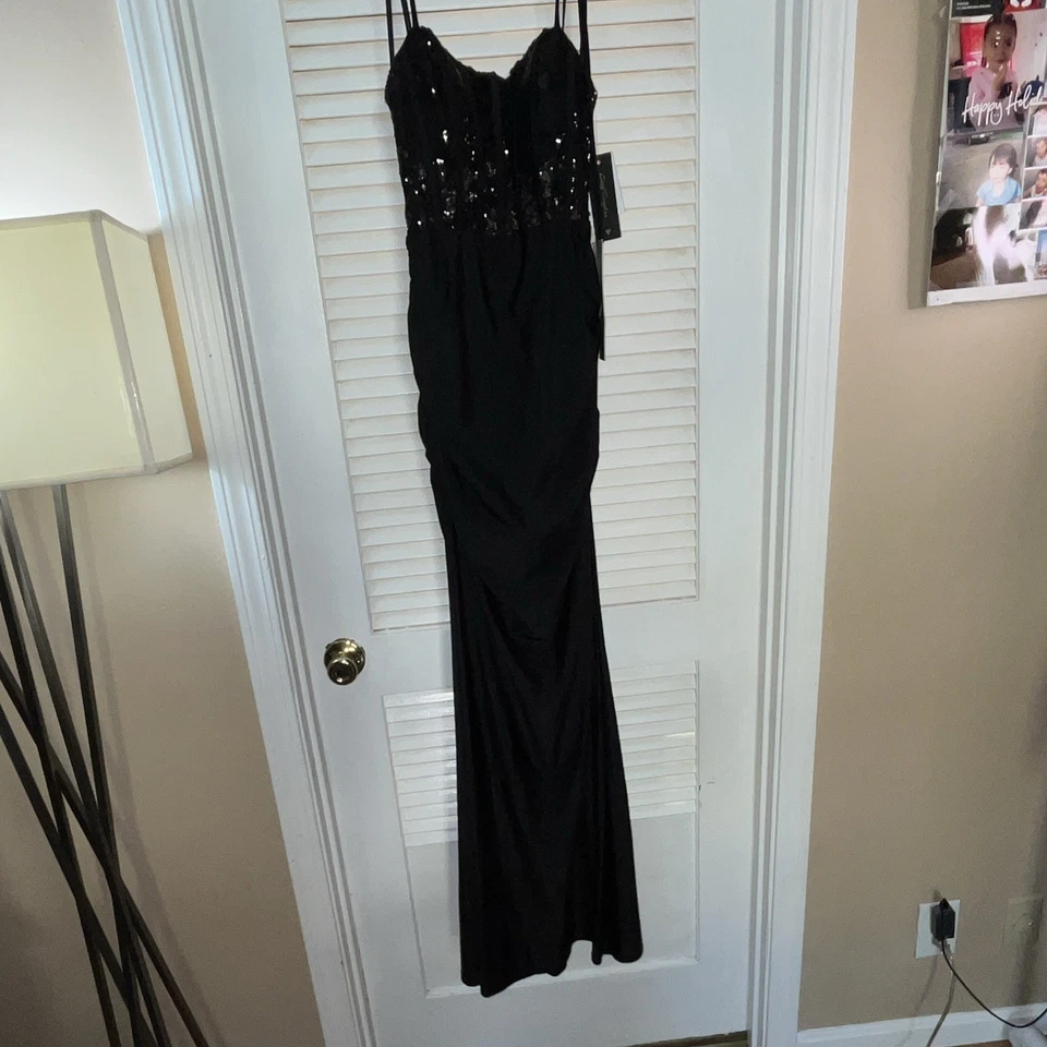 City Triangles Black Sequin Strappy Sleeveless Long Dress Size M new with tags - Image 2 of 4