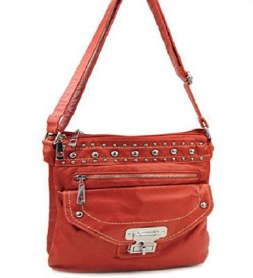 Orange Stone Washed Messenger Purse 