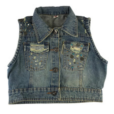 Vintage 90s Blue Denim Sleeveless Jacket Size Medium New Old Stock