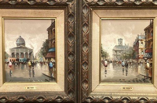 Antonio DeVity (Italian, 1901-1993), VTG c. 1984 O/C "Parisian Scenes", Set Of 2 - Picture 2 of 14