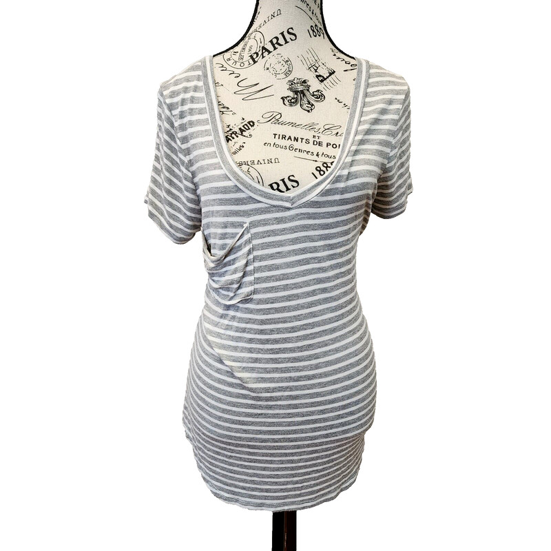 MAURICES casual gray striped rayon blouse- size S