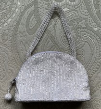 Cach  Silver Beaded Purse
