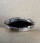 Vintage Estate Black Stone Silver Bracelet 2.25” Opening — photo 3