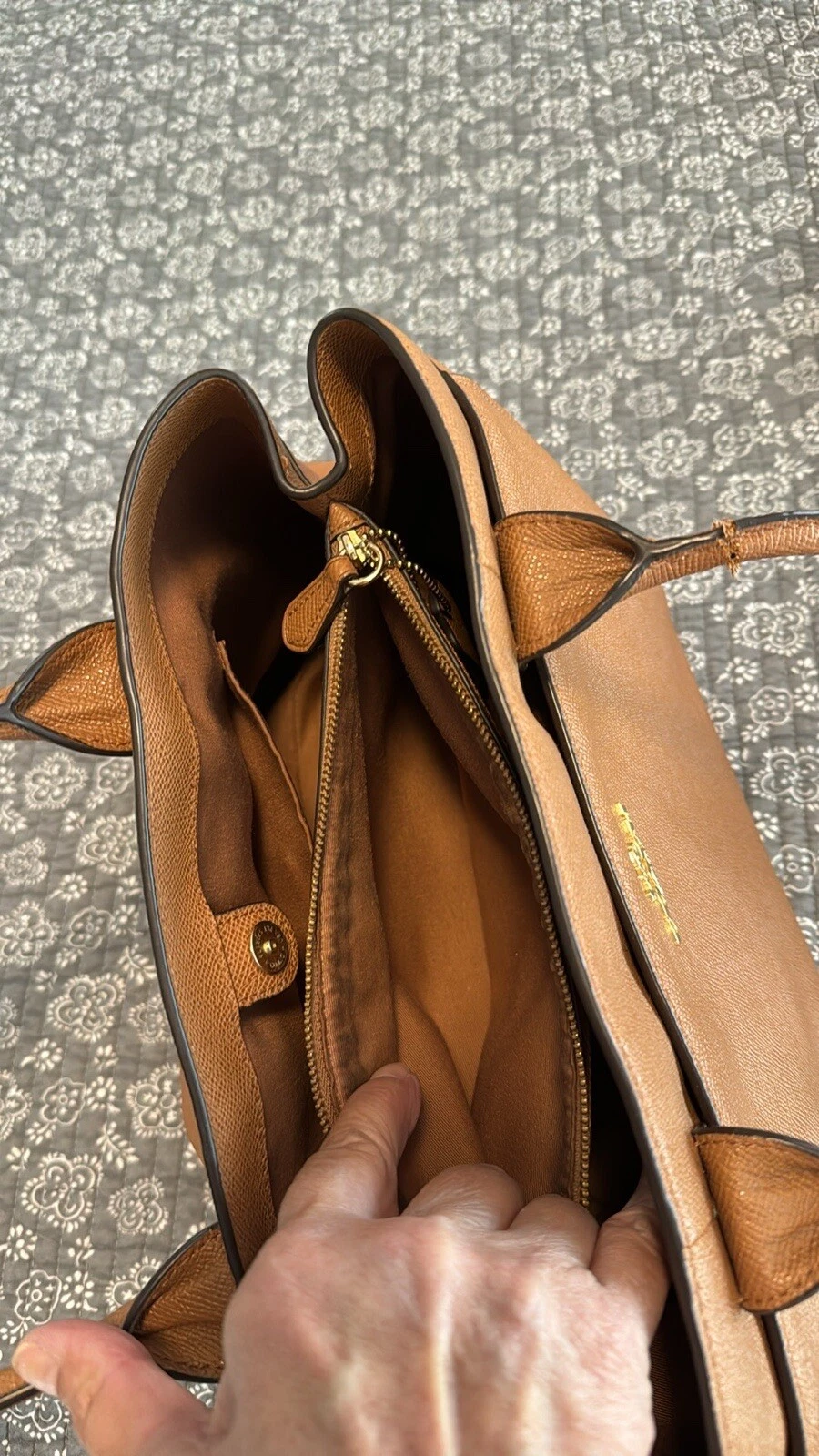 Coach Crossgrain Leather Brown G Casey Tote Carryall Bag Purse F31474