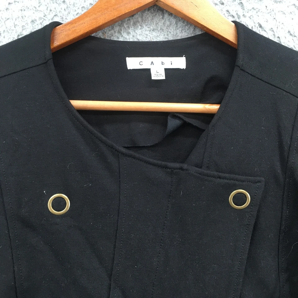 Cabi Blazer Jacket Womens L Black Zipper Pockets Long Sleeve Crew Neck Casual - Image 3 of 4