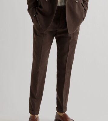 $775 Loro Piana 38W 31L Men Brown Flat Front Wool Cuffed Hem
