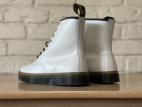 Dr. Martens Zavala White Leather Combat Ankle Boots Women Size 10/Men Size 9 New - Picture 8 of 10