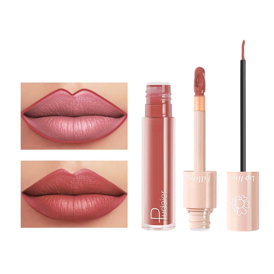 Lipstick And Lip Liner Set Liquid Lip Gloss And Smooth Lip Liner Makeup