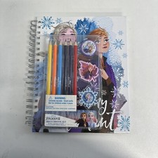 Frozen II Sketchbook Set 6 Colored Pencils/ 2 erasers/ Sharpener / Notebook NEW