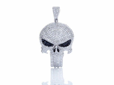 4.70Ct White Round Cut Diamond Big Hip Hop Skull Pendant In 925 Sterling Silver