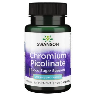 Swanson Chromium Picolinate 200mcg 100 Capsules, Blood Sugar Metabolism, Glucose
