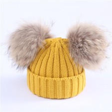 Hat Female Autumn And Winter Real Raccoon Fur Ball Plus Fluffy Beanie