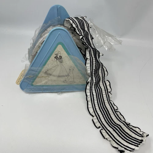 Vintage Conso Trim Unopened 12 Yds White Black Ruffle Elastic Clothes