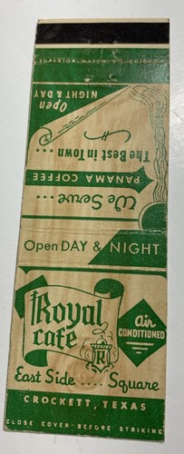 Crockett Texas Matchbook Cover Royal Cafe Restaurant Panama Coffee