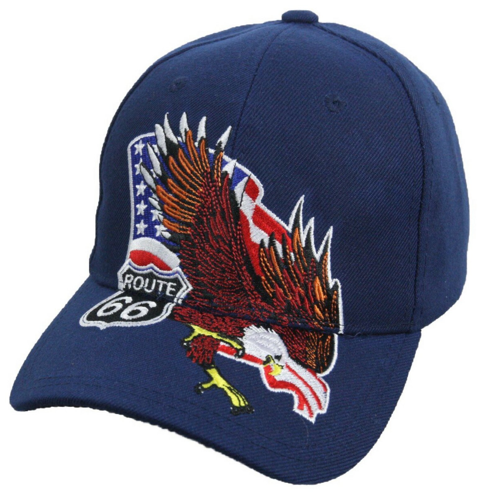 ROUTE 66 Baseball Cap Eagle US Flag Hat Fashion Casual Hats Adjustable ...