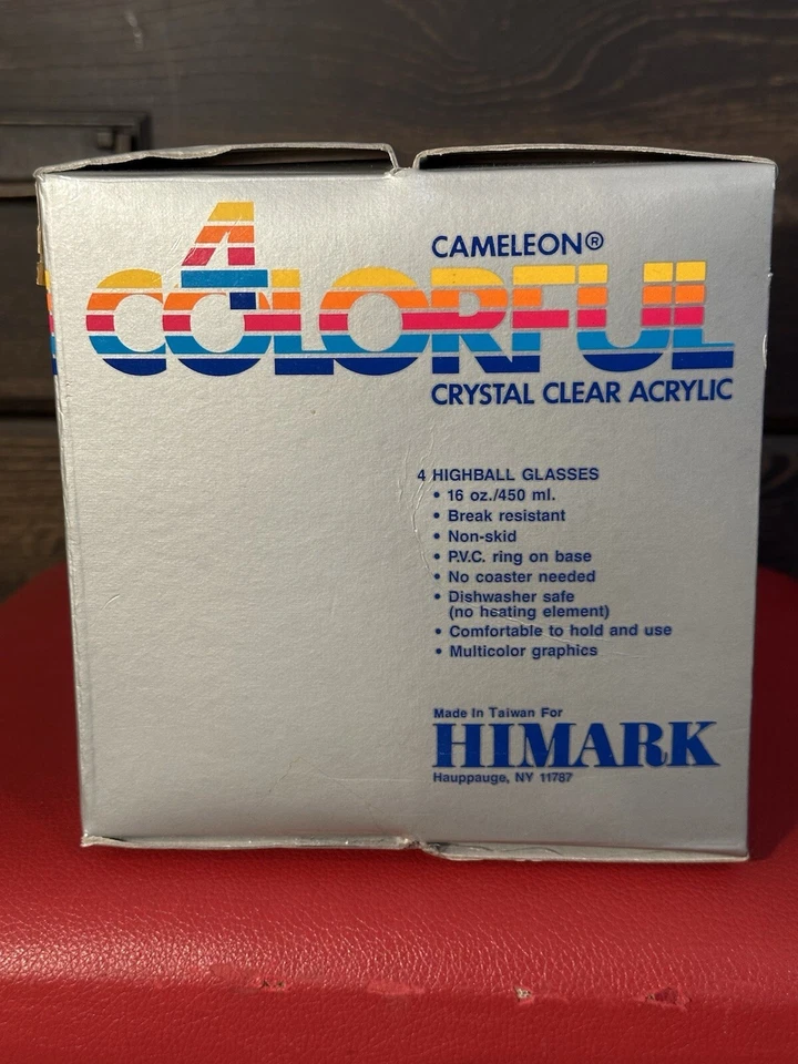 Vintage 80s Himark Crystal Clear Acrylic Set Of 4 Highball Glasses, New In Box, - Image 3 of 4
