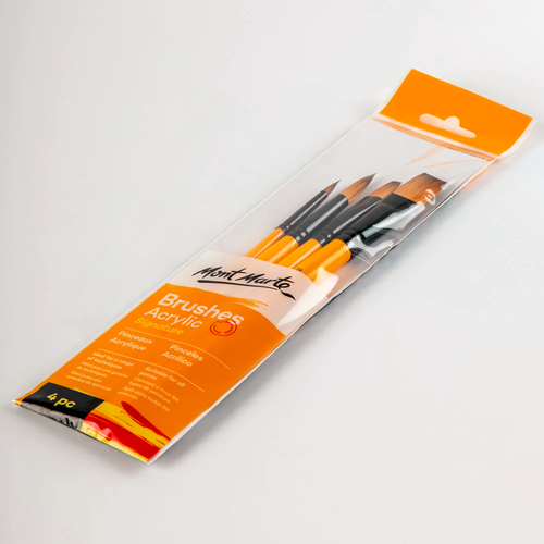 4pc Mont Marte Acrylic Paint Brushes Art Artist Painting Brush Set Taklon - Picture 8 of 8