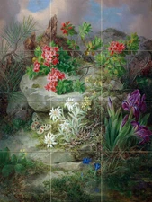 flowers with butterfly Tile Mural Kitchen Bathroom Backsplash Marble Ceramic