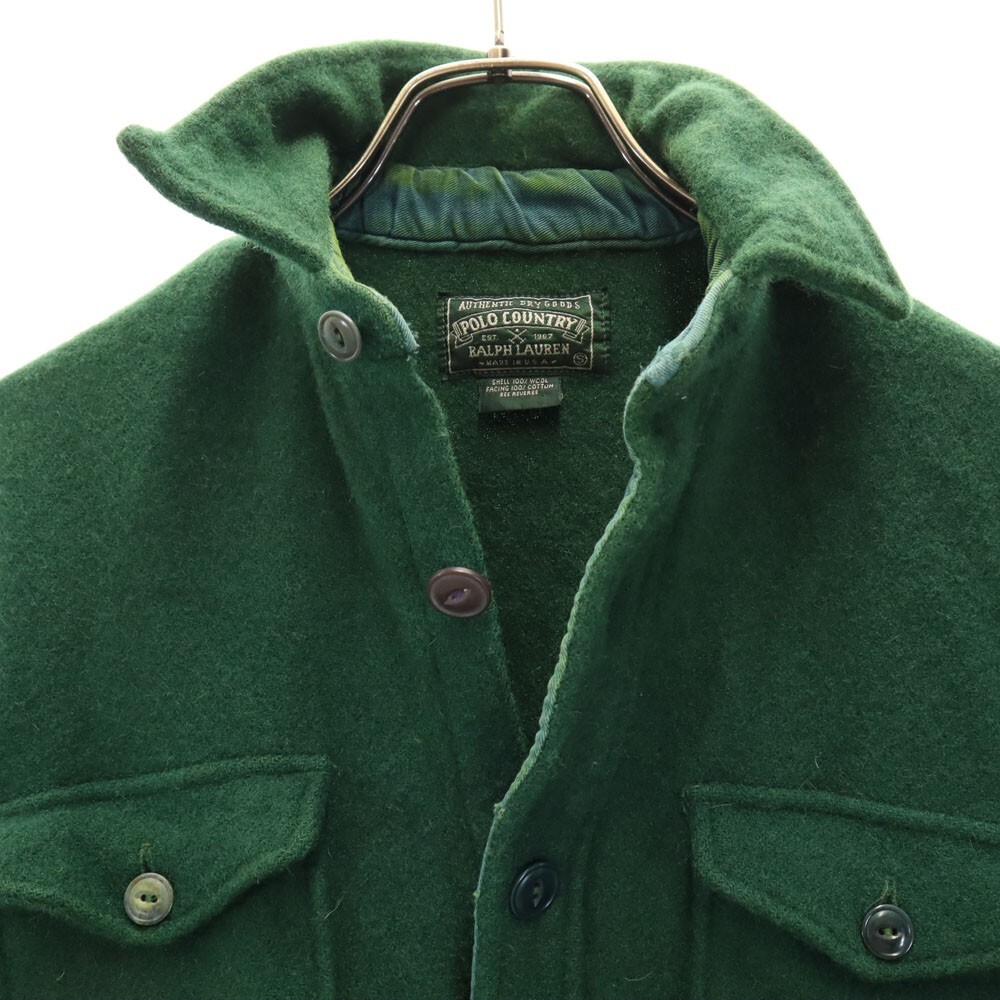 Vintage Ralph Lauren Green Wool Shirt, Size S, Made in USA - POLO COUNTRY