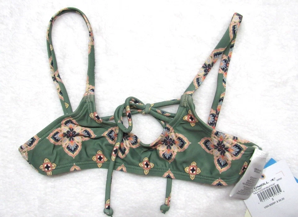 Conjunto de bralette de natación O'Neill de 2 piezas con estampado de azulejos verdes UPF 50+ niñas pequeñas talla 5 Foto 4 de 4