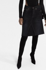 BALENCIAGA RIP-DETAIL A-LINE DENIM SKIRT IN BLACK 1590