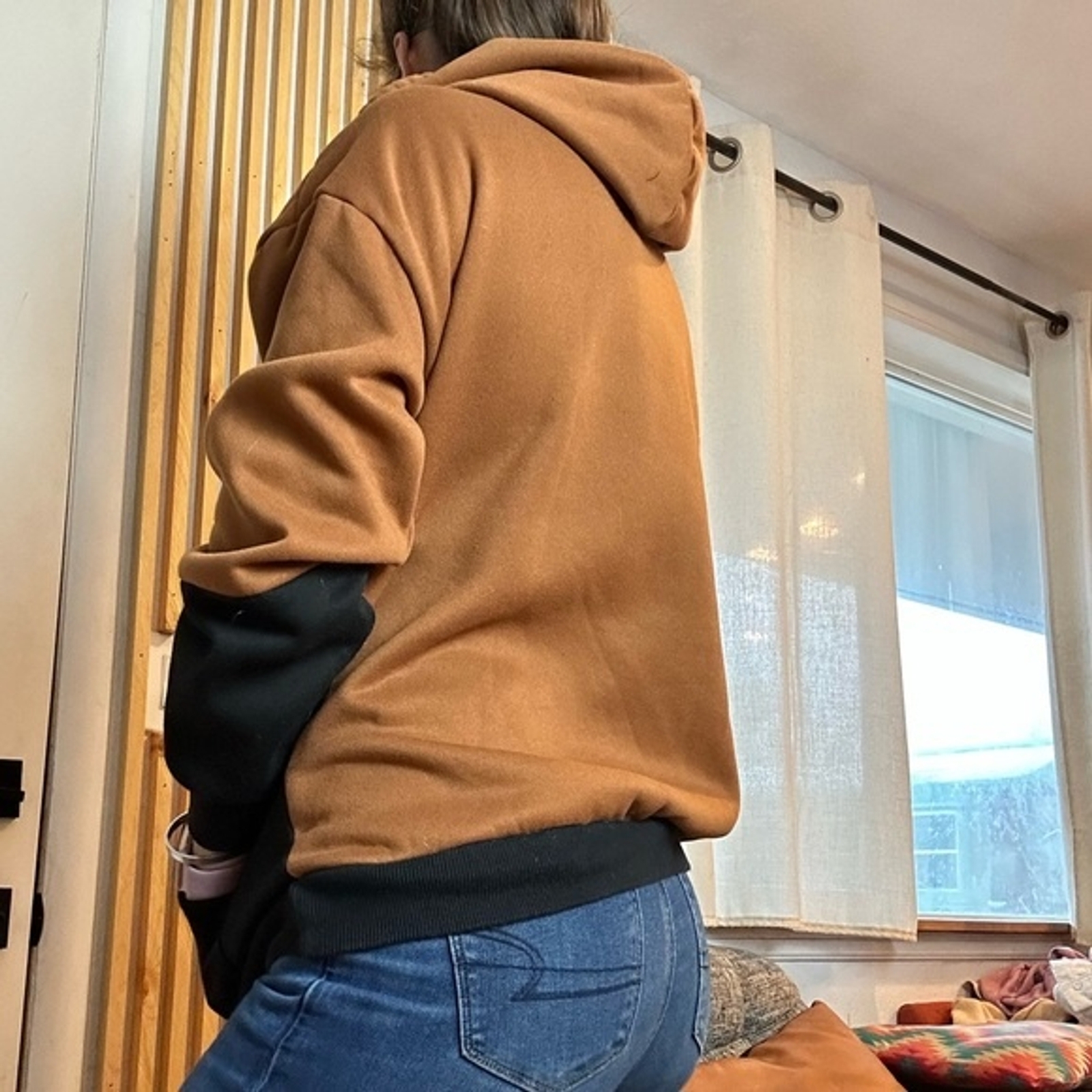 Two Sweater Bundle Color Block and Solid Hoodies - image 11