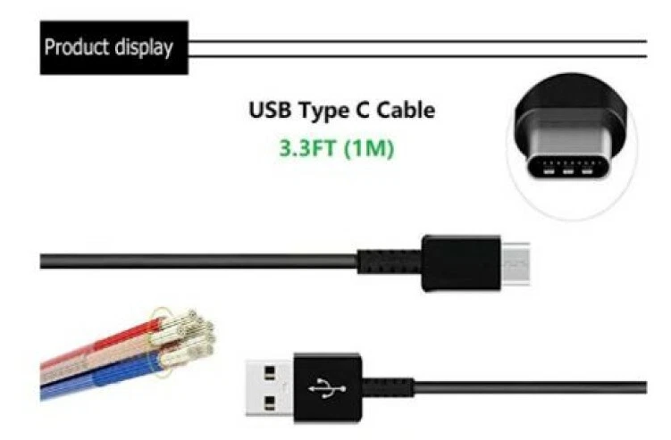 Cargador rápido de pared/viaje + cable tipo C para Samsung Galaxy Tab A7 10.4 2020 Foto 3 de 3