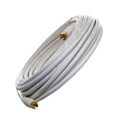 RG6 Coaxial Cable Gold Plated Digital Satellite AV TV VCR Video 50'ft White NEW