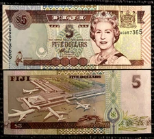 FIJI 5 Dollars 2002 P105b Banknote World Paper Money UNC Currency Bill Note