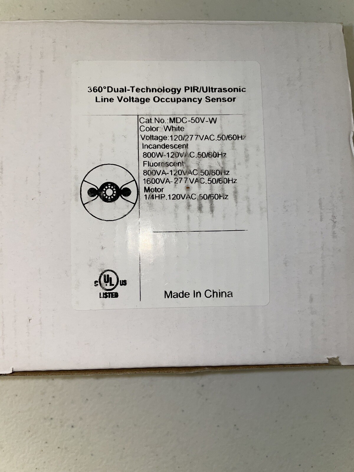 MDC-50V 360 degree Dual-Technology PIR/Ultrasonic Line Voltage Occupancy Sensor