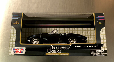 MOTOR MAX PREMIUM AMERICAN CLASSICS 1967 CORVETTE CONVERTIBLE BLACK 1:24 SCALE