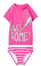 NWT Gymboree Girl Rash Guard Swimsuit 2pc Set UPF 50 size 5/6 Awesome