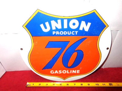 11 in UNION 76 GASOLINE ADVERTISING SIGN DIE CUT METAL - UNIQUE