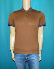 polo MONCLER en coton marron et bleu taille S
