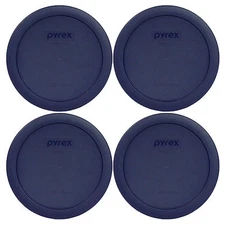 Pyrex 7201-PC Round 4 Cup Blue Food Storage Lid Cover for 7201 Dish (4 Pack)