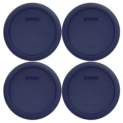 Pyrex 7201-PC Round 4 Cup Storage Lid Cover Blue 4 Pack New for Glass Bowl