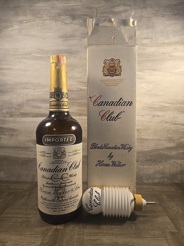 1973 Canadian Club 1 Gallon Whisky Bottle Amber Glass Hiram Walker With Pump