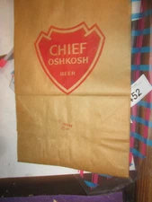 Vintage Chief Oshkosh Beer Paper Bag: “Brewed on the Beautiful Shores of … NOS