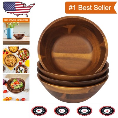 Elegant 7-Inch Acacia Wood Bowls - Perfect for Salad, Soup & Noodles
