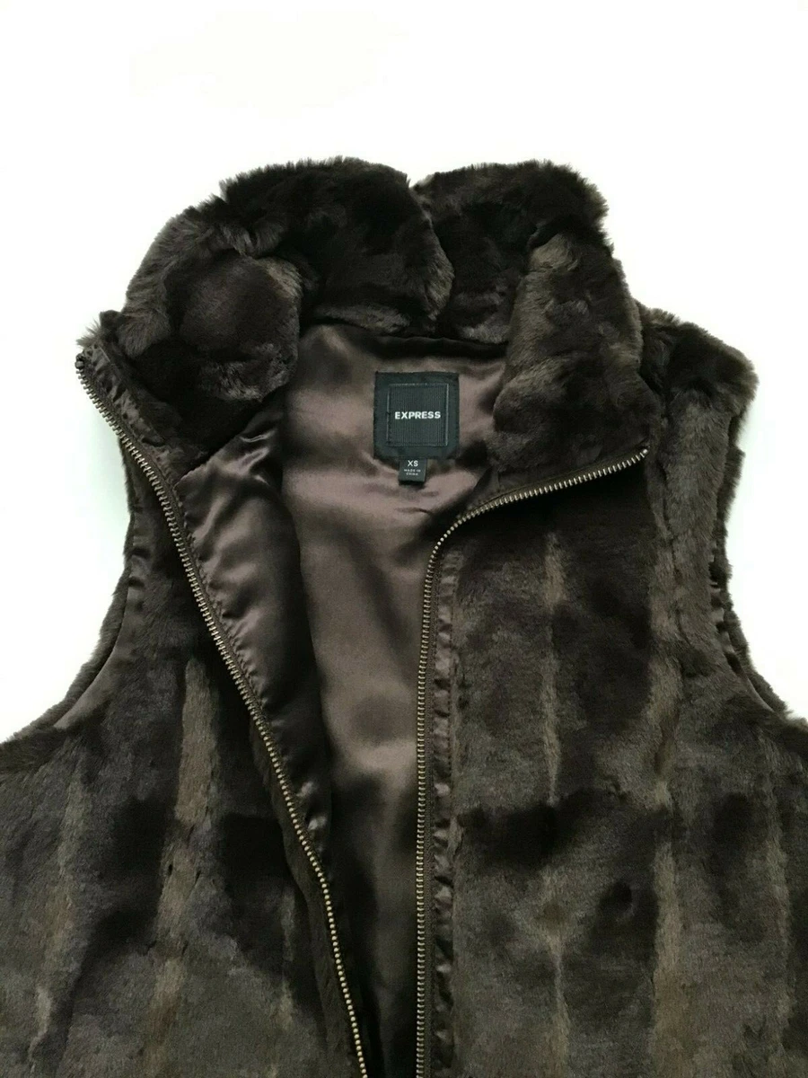 EXPRESS FASHION FAUR FUX JACKET VEST BROWN XS eBay