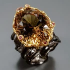 Handmade 25 ct+ Natural Citrine Quartz Ring 925 Sterling Silver Size 6 /R472766