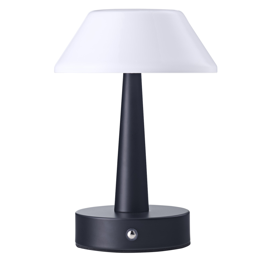 Matt Black Rechargeable Touch Dimmable Table Lamp with Opal White Domed Shade...