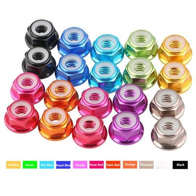 M2 M3 M4 M5 M6 M7 M8 Aluminium Flanschmutter eloxiert Farbe selbstsichernd Nylon