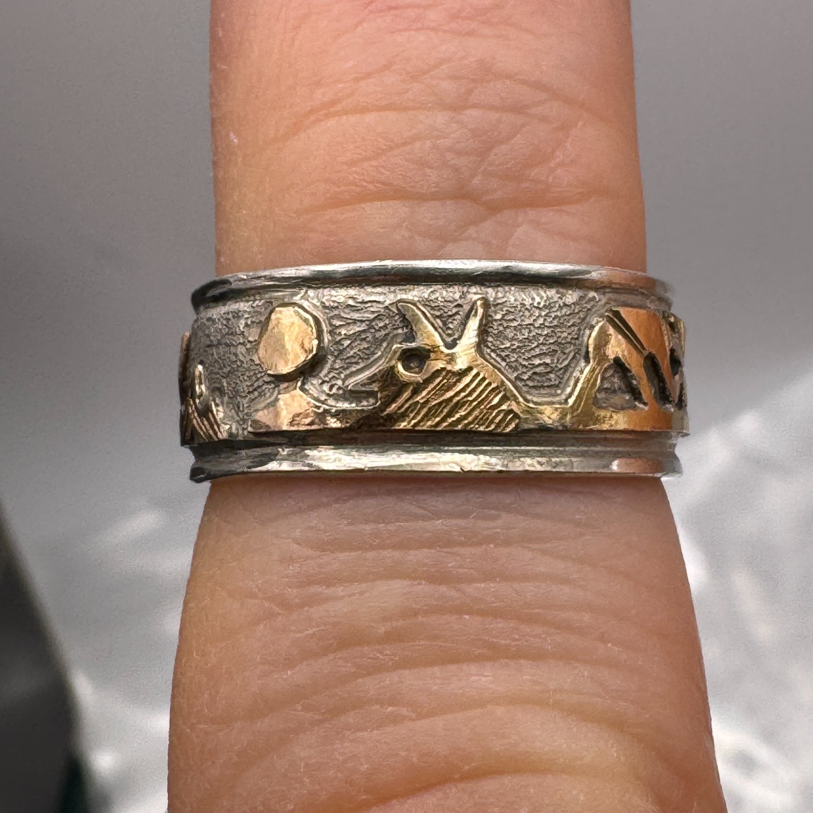 Solid Sterling Silver Ring with Desert Scene / 4.… - image 6