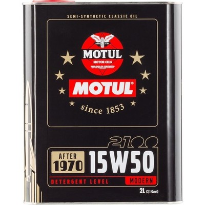 Motul 2100 Classic 15W50 Engine Motor Oil Semi-Synthetic 2-liter 104512