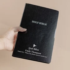 Custom Leather Bible Cover, Personalized KJV Name Printed Bible, Religious