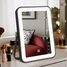 Rechargeable LED Vanity Mirror with Lights, 7x10 Black Makeup Mirror with Lig...